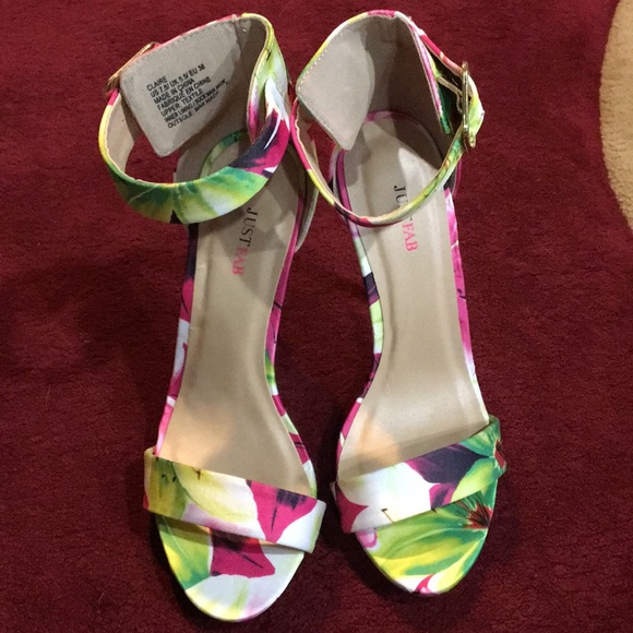 JustFab Shoes - NWOT - Just Fab Floral 4” Stiletto Sandals